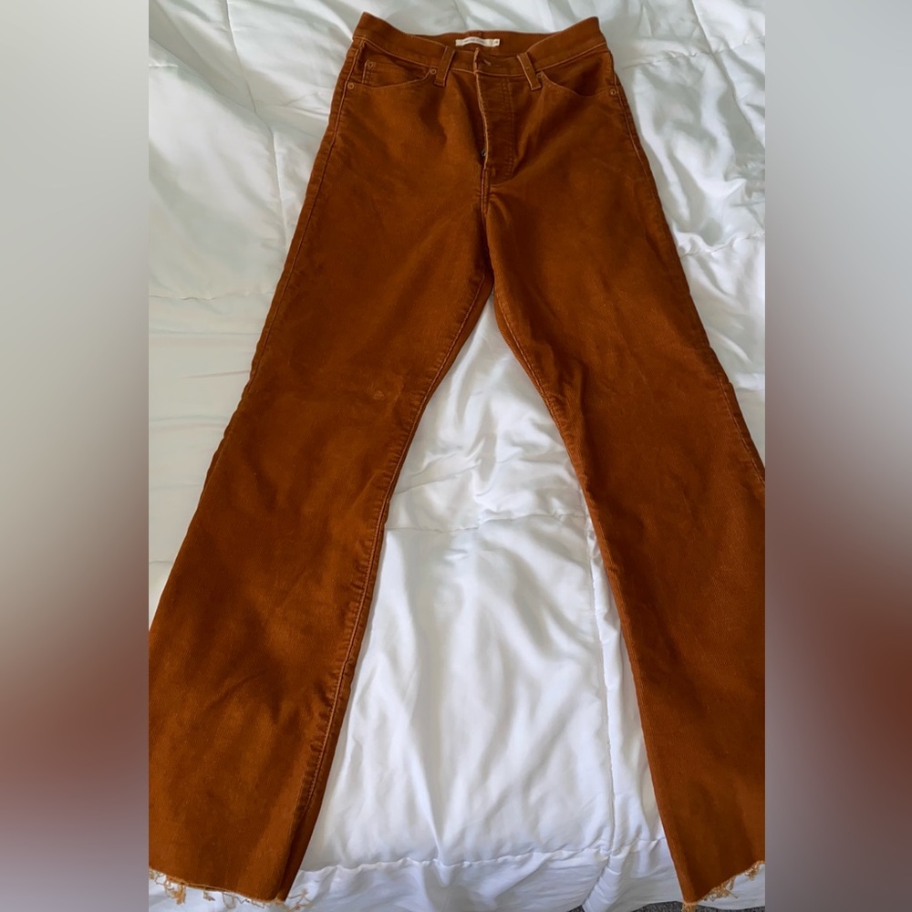 Orange ribcage levi flare corduroy jeans